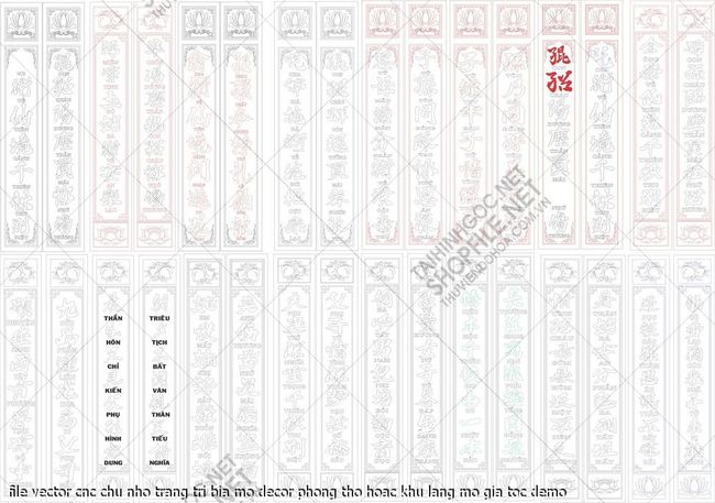 file vector cnc chu nho trang tri bia mo decor phong tho hoac khu lang mo gia toc 